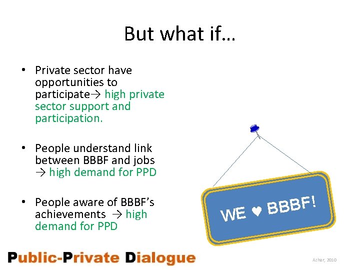 But what if… • Private sector have opportunities to participate→ high private sector support