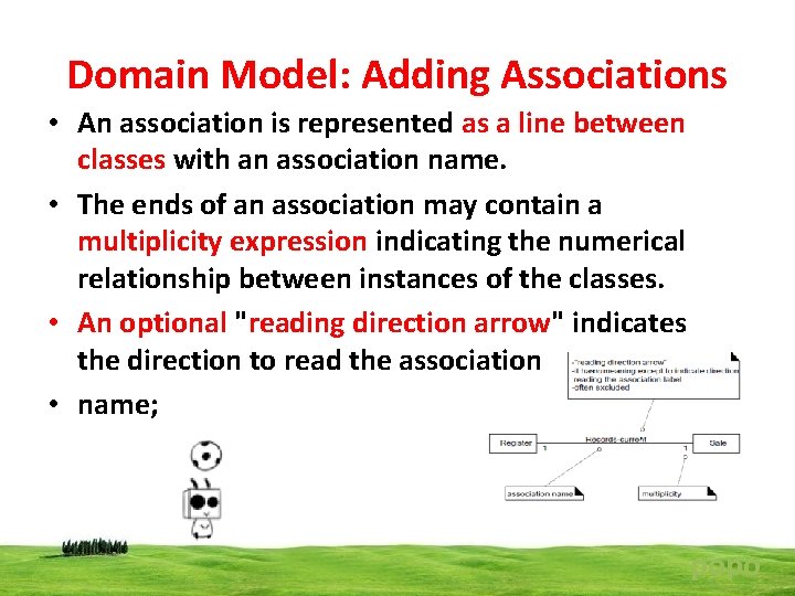 Domain Model: Adding Associations • An association is represented as a line between classes
