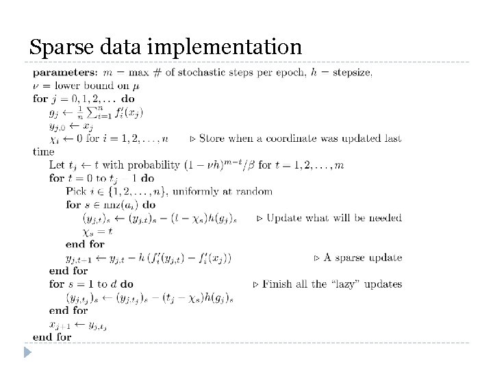 Sparse data implementation 