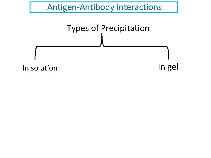 Antigen-Antibody interactions Types of Precipitation In solution In gel 