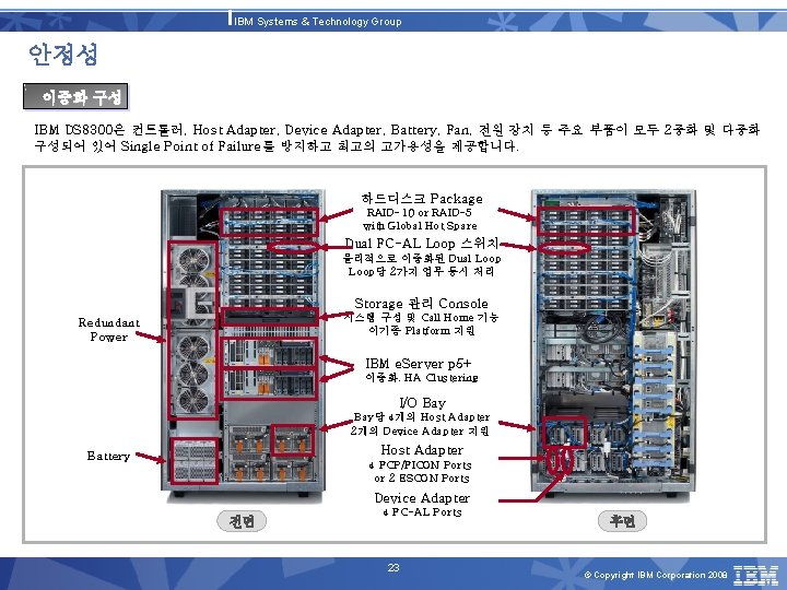 IBM Systems & Technology Group 안정성 이중화 구성 IBM DS 8300은 컨트롤러, Host Adapter,