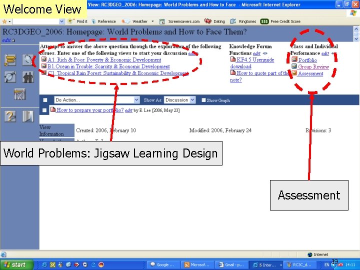 Welcome View World Problems: Jigsaw Learning Design Assessment 19 