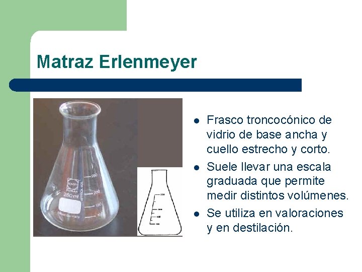 Matraz Erlenmeyer l l l Frasco troncocónico de vidrio de base ancha y cuello