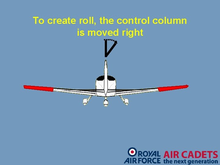 To create roll, the control column is moved right 
