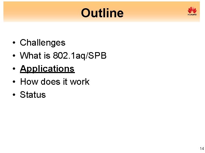 Outline • • • Challenges What is 802. 1 aq/SPB Applications How does it