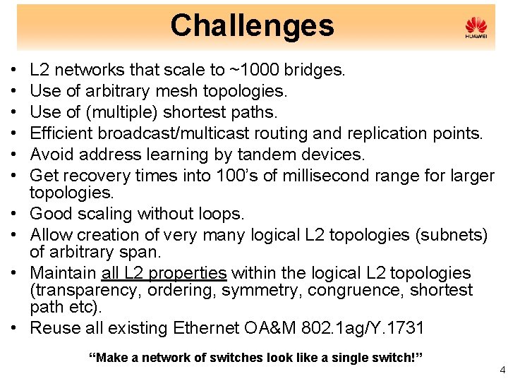 Challenges • • • L 2 networks that scale to ~1000 bridges. Use of