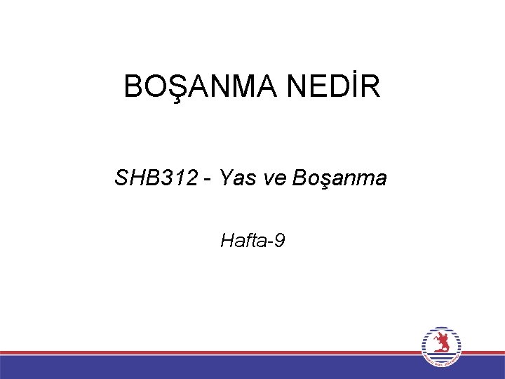 BOŞANMA NEDİR SHB 312 - Yas ve Boşanma Hafta-9 