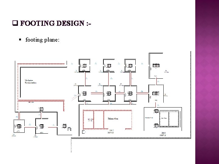 q FOOTING DESIGN : § footing plane: 