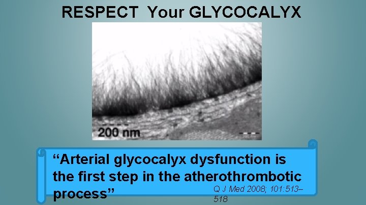 RESPECT Your GLYCOCALYX “Arterial glycocalyx dysfunction is the first step in the atherothrombotic Q