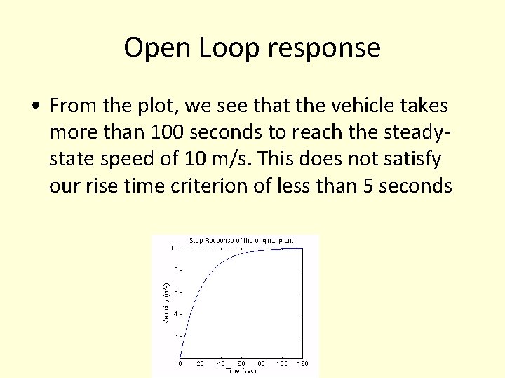 Open Loop response • From the plot, we see that the vehicle takes more Open Loop response • From the plot, we see that the vehicle takes more