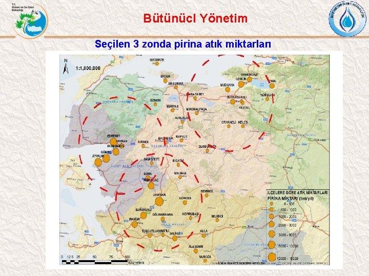 Bütünücl Yönetim Seçilen 3 zonda pirina atık miktarları 