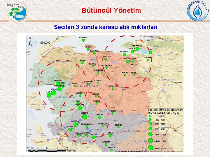 Bütüncül Yönetim Seçilen 3 zonda karasu atık miktarları 