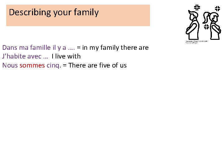 Describing your family Dans ma famille il y a …. = in my family