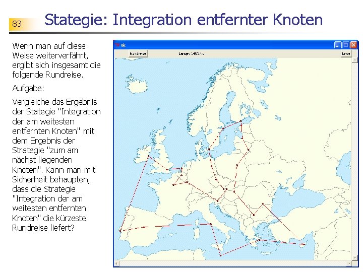 83 Stategie: Integration entfernter Knoten Wenn man auf diese Weise weiterverfährt, ergibt sich insgesamt