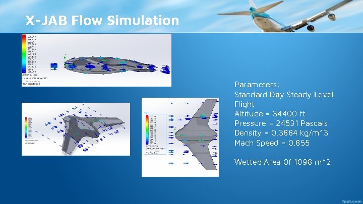 X-JAB Flow Simulation Parameters: Standard Day Steady Level Flight Altitude = 34400 ft Pressure