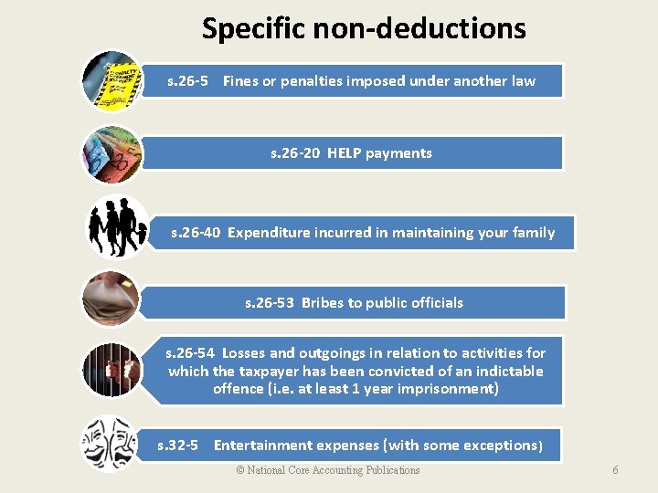 Specific non-deductions s. 26 -5 Fines or penalties imposed under another law s. 26