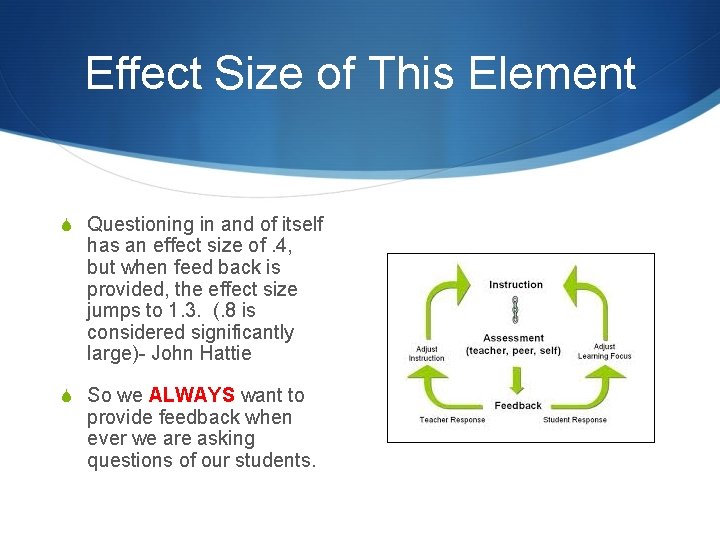 Effect Size of This Element S Questioning in and of itself has an effect