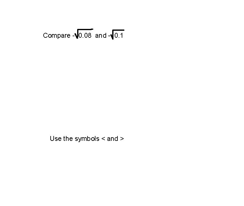 Compare - 0. 08 and - 0. 1 Use the symbols < and >