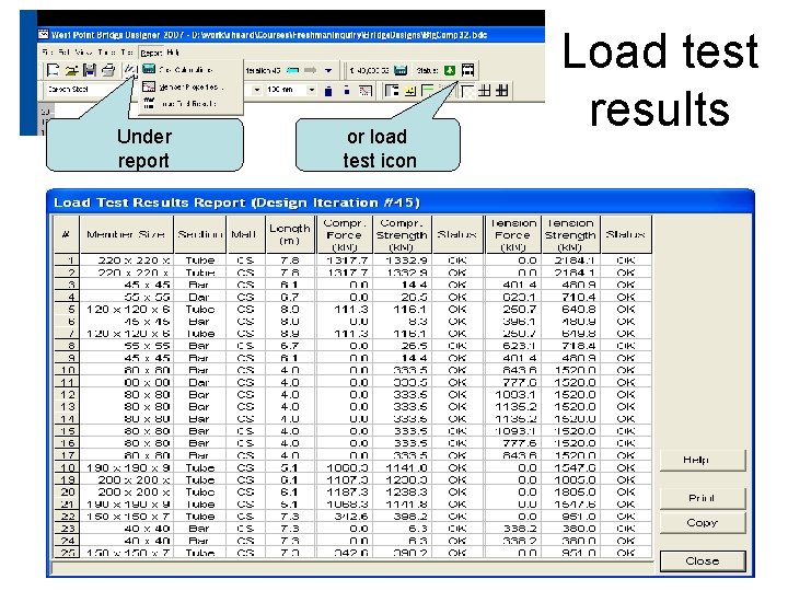 Under report or load test icon Load test results 