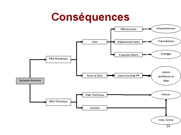 Conséquences Vent Effondrement Ensevelissement Déplacement Corps Traumatismes Projection Débris Criblages Effet Mécanique Lésions Onde