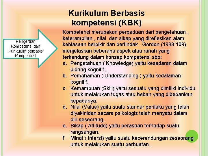 Kurikulum Berbasis kompetensi (KBK) Pengertian Kompetensi dan Kurikulum berbasis Kompetensi merupakan perpaduan dari pengetahuan Kurikulum Berbasis kompetensi (KBK) Pengertian Kompetensi dan Kurikulum berbasis Kompetensi merupakan perpaduan dari pengetahuan