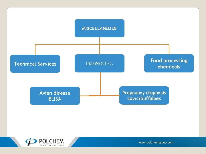 MISCELLANEOUS Technical Services Avian disease ELISA DIAGNOSTICS Food processing chemicals Pregnancy diagnosis cows/buffaloes www.