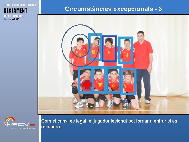 CURS DE TÈCNIC DE VOLEIBOL REGLAMENT Circumstàncies excepcionals - 3 Nivell Avançat Barcelona 2012