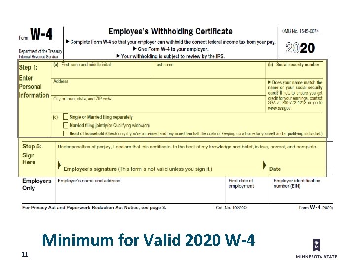 11 Minimum for Valid 2020 W-4 