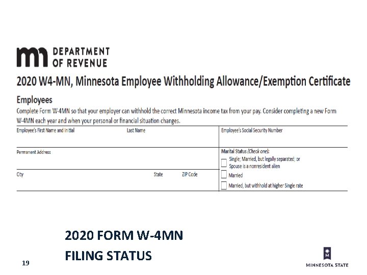 19 2020 FORM W-4 MN FILING STATUS 