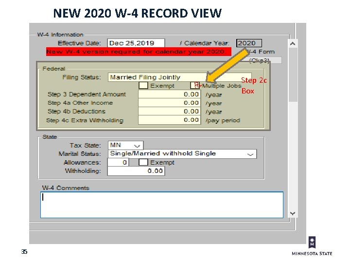 NEW 2020 W-4 RECORD VIEW P 35 Step 2 c Box 