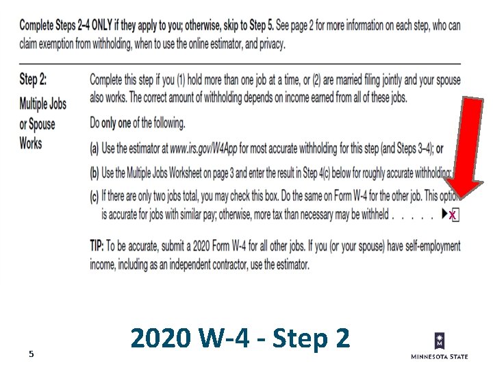 x 5 2020 W-4 - Step 2 