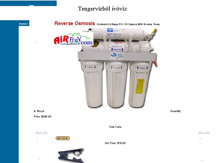 Tengervízből ivóvíz Reverse Osmosis : Undersink 6 Stage RO / UV System With Booster