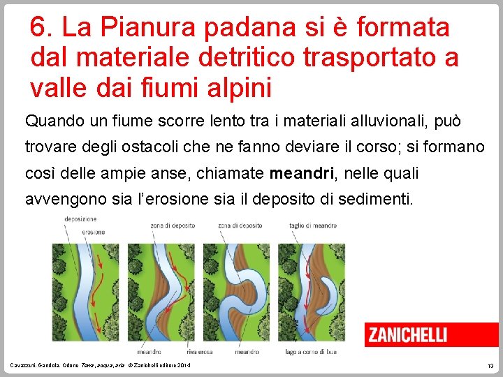 6. La Pianura padana si è formata dal materiale detritico trasportato a valle dai