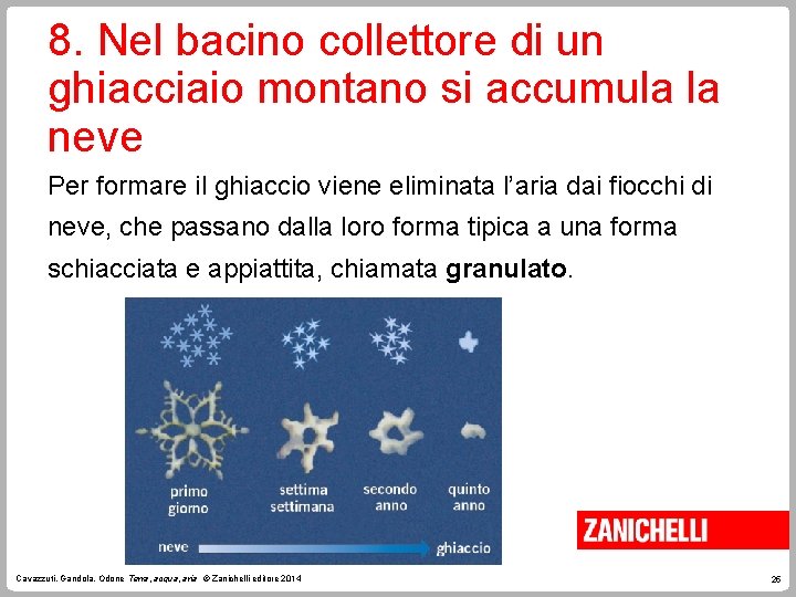 8. Nel bacino collettore di un ghiacciaio montano si accumula la neve Per formare