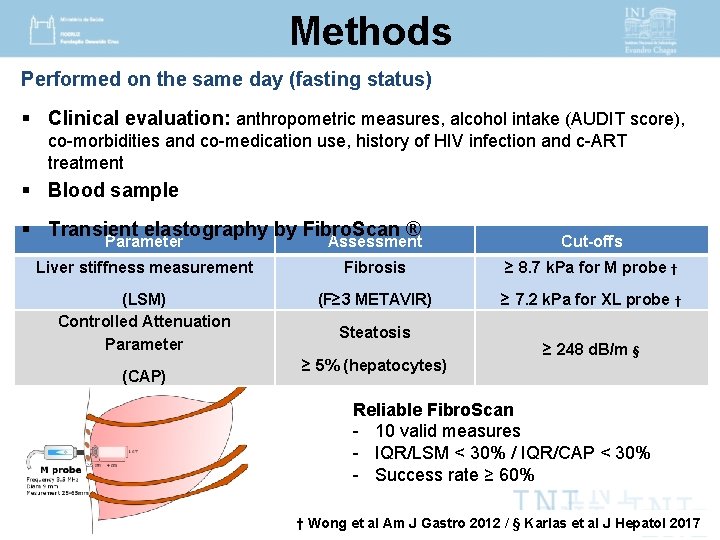 Methods Performed on the same day (fasting status) § Clinical evaluation: anthropometric measures, alcohol