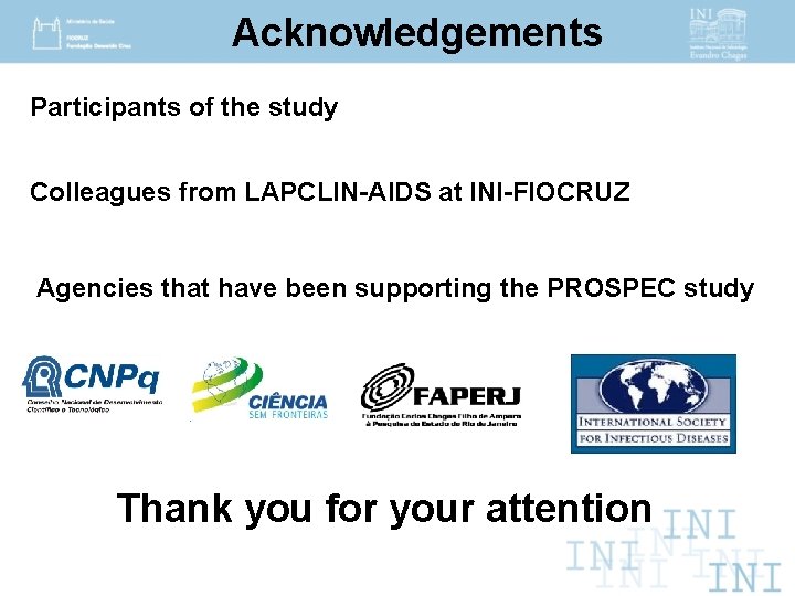 Acknowledgements Participants of the study Colleagues from LAPCLIN-AIDS at INI-FIOCRUZ Agencies that have been
