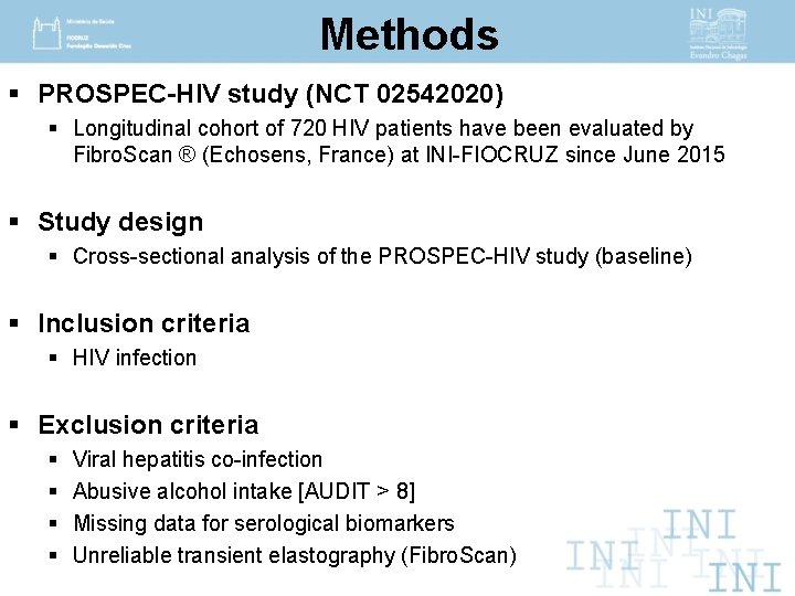 Methods § PROSPEC-HIV study (NCT 02542020) § Longitudinal cohort of 720 HIV patients have