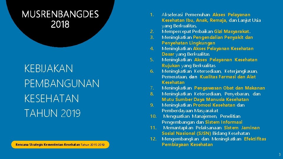1. 2. 3. 4. KEBIJAKAN PEMBANGUNAN KESEHATAN TAHUN 2019 5. 6. 7. 8. 9.