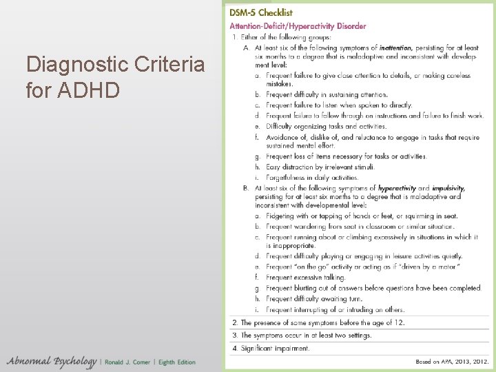 Diagnostic Criteria for ADHD 
