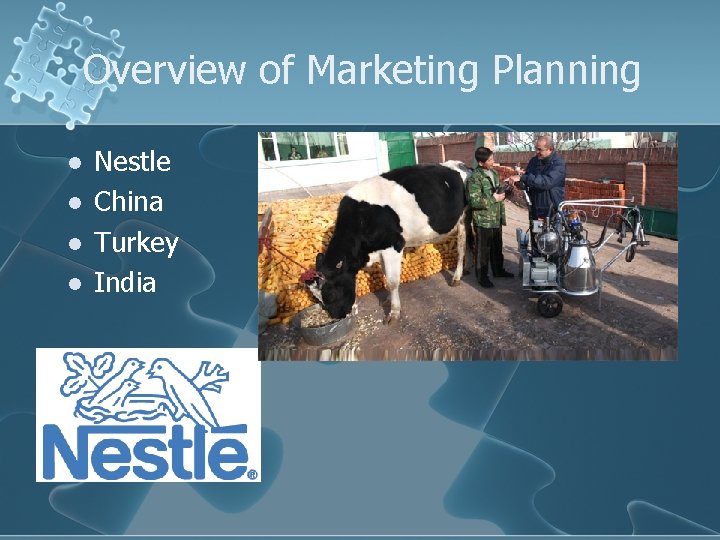 Overview of Marketing Planning l l Nestle China Turkey India 