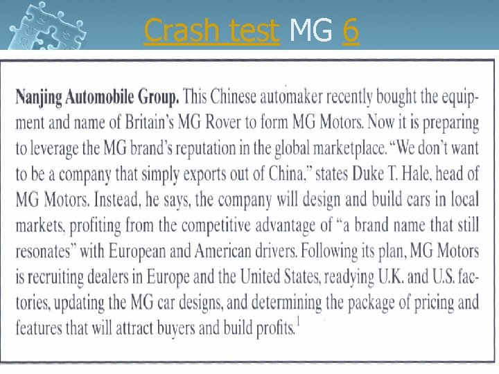 Crash test MG 6 