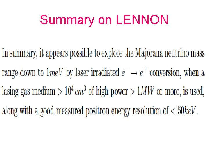 Summary on LENNON 