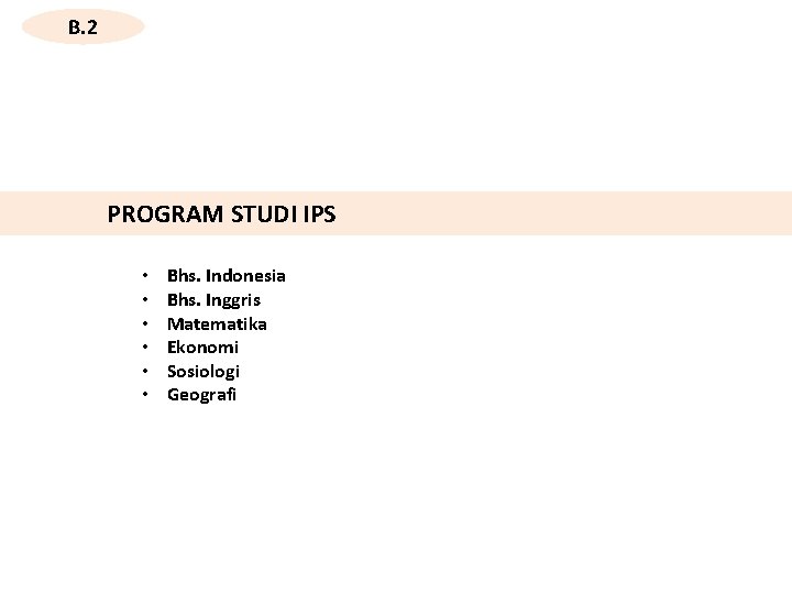 B. 2 PROGRAM STUDI IPS • • • Bhs. Indonesia Bhs. Inggris Matematika Ekonomi