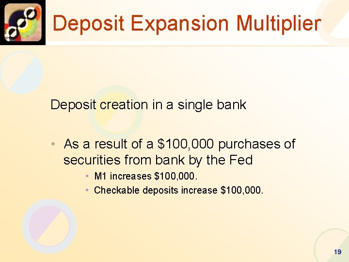 Deposit Expansion Multiplier Deposit creation in a single bank • As a result of
