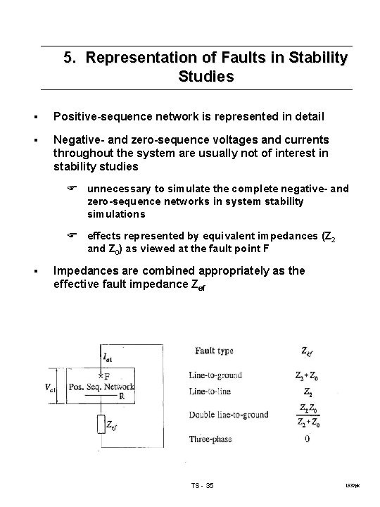 5. Representation of Faults in Stability Studies § Positive-sequence network is represented in detail