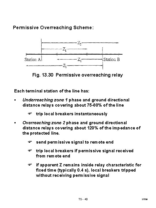 Permissive Overreaching Scheme: Fig. 13. 30 Permissive overreaching relay Each terminal station of the