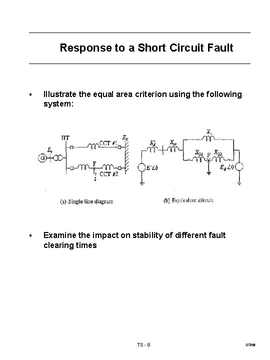 Response to a Short Circuit Fault § Illustrate the equal area criterion using the