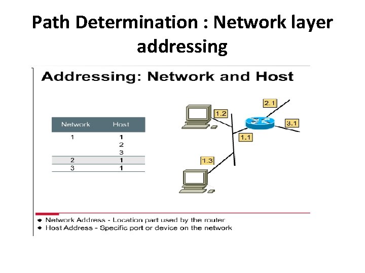 Path Determination : Network layer addressing 