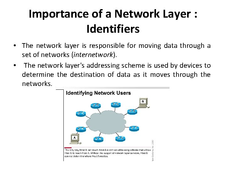 Importance of a Network Layer : Identifiers • The network layer is responsible for
