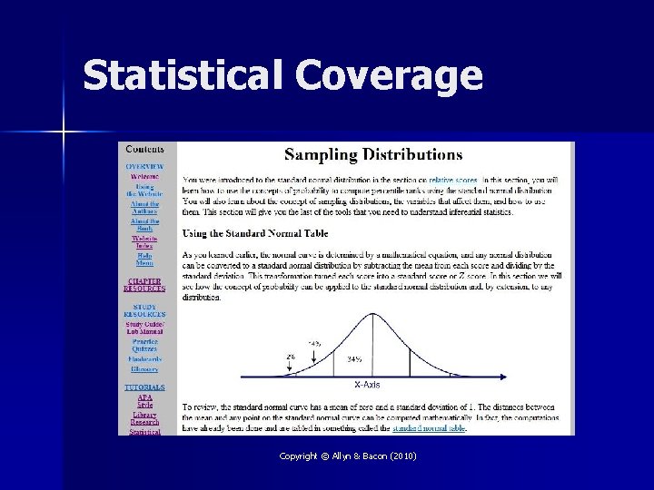 Statistical Coverage Copyright © Allyn & Bacon (2010) 